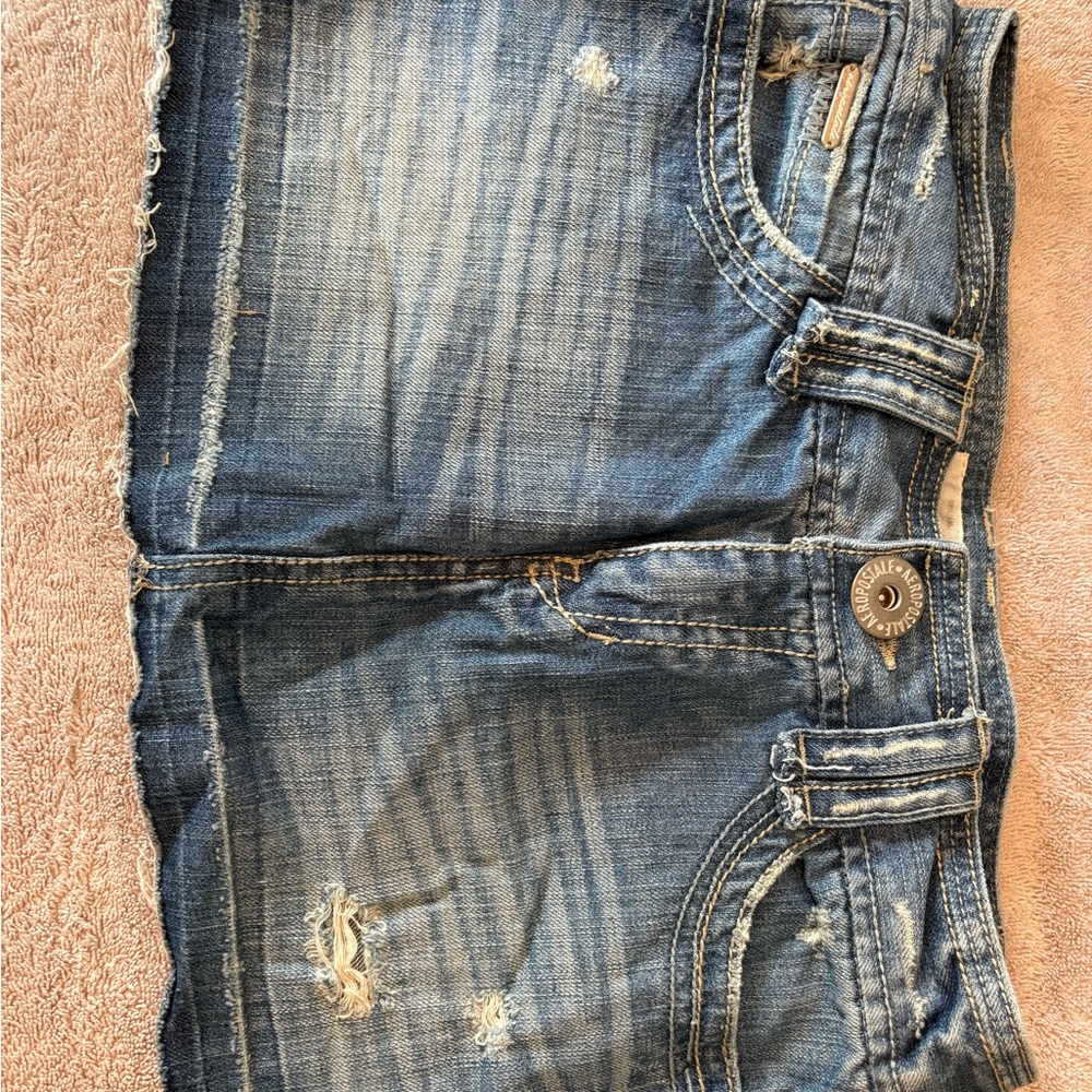 VINTAGE Aéropostale Y2K Distressed Denim mini skirt-size 4 - Picture 4 of 7